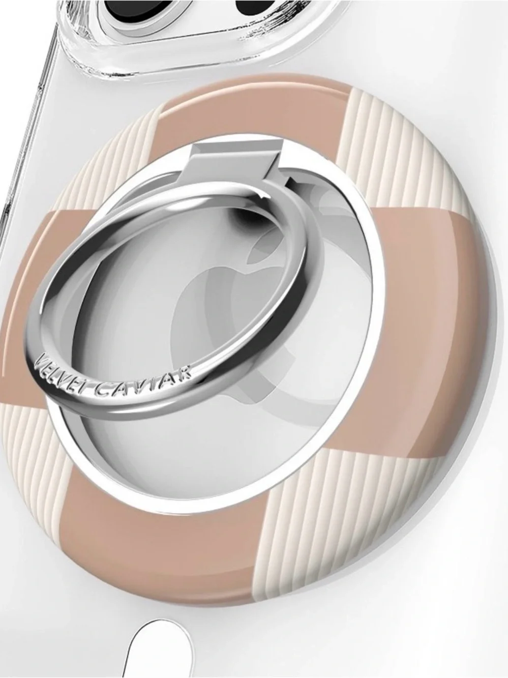 Neutral Beige & White Phone Ring Holder